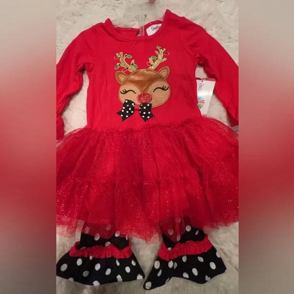 Dresses | Counting Daisies Girls Christmas Reindeer Dress And Leggings Set  | Poshmark